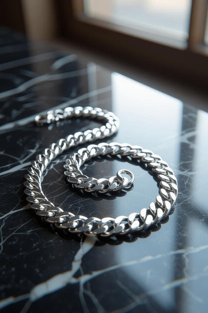 8mm Silver Stainless Steel Cuban Link Chain