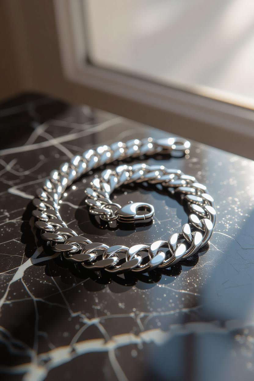 13mm Silver Stainless Steel Cuban Link Chain