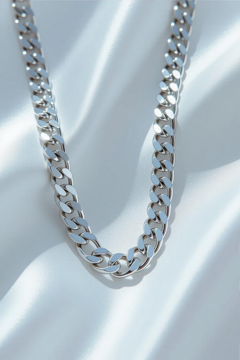 3.5mm Silver Stainless Steel Cuban Link Chain