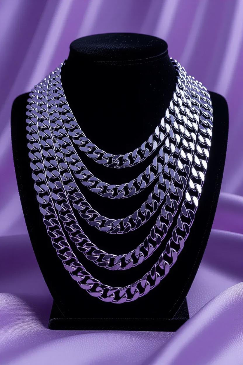 13mm Silver Stainless Steel Cuban Link Chain