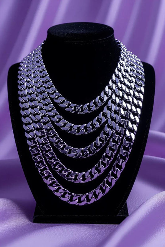 13mm Silver Stainless Steel Cuban Link Chain
