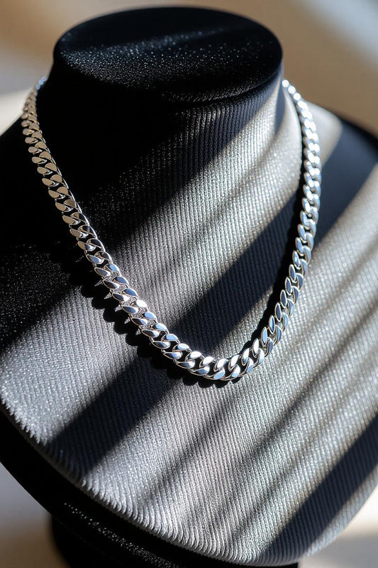 8mm Silver Stainless Steel Cuban Link Chain