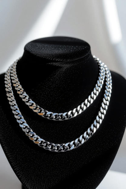 8mm Silver Stainless Steel Cuban Link Chain