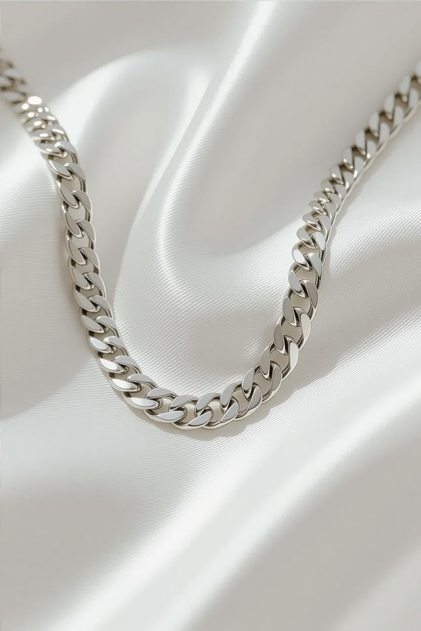 3.5mm Silver Stainless Steel Cuban Link Chain